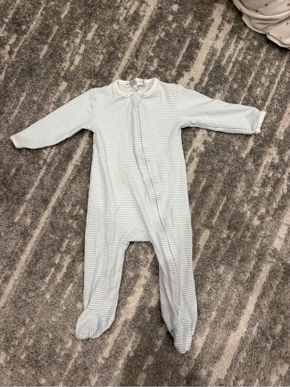 Light Blue Striped Footed One-Piece - Baby Sleep & Play